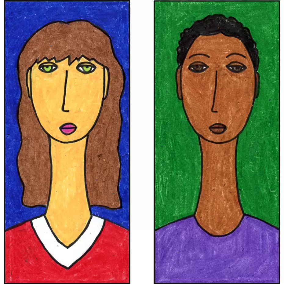 A Modigliani art project, made with the help of an easy step by step tutorial. 
