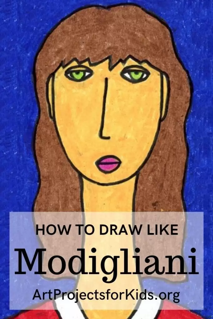 Easy Modigliani Art Project Tutorial и страница раскраски Модильяни