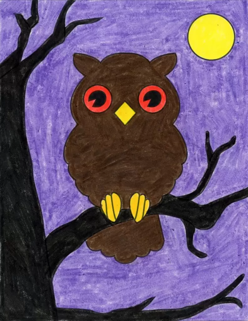 How To Draw A Funny Cartoon Owl – Preschool | Art For Kids Hub