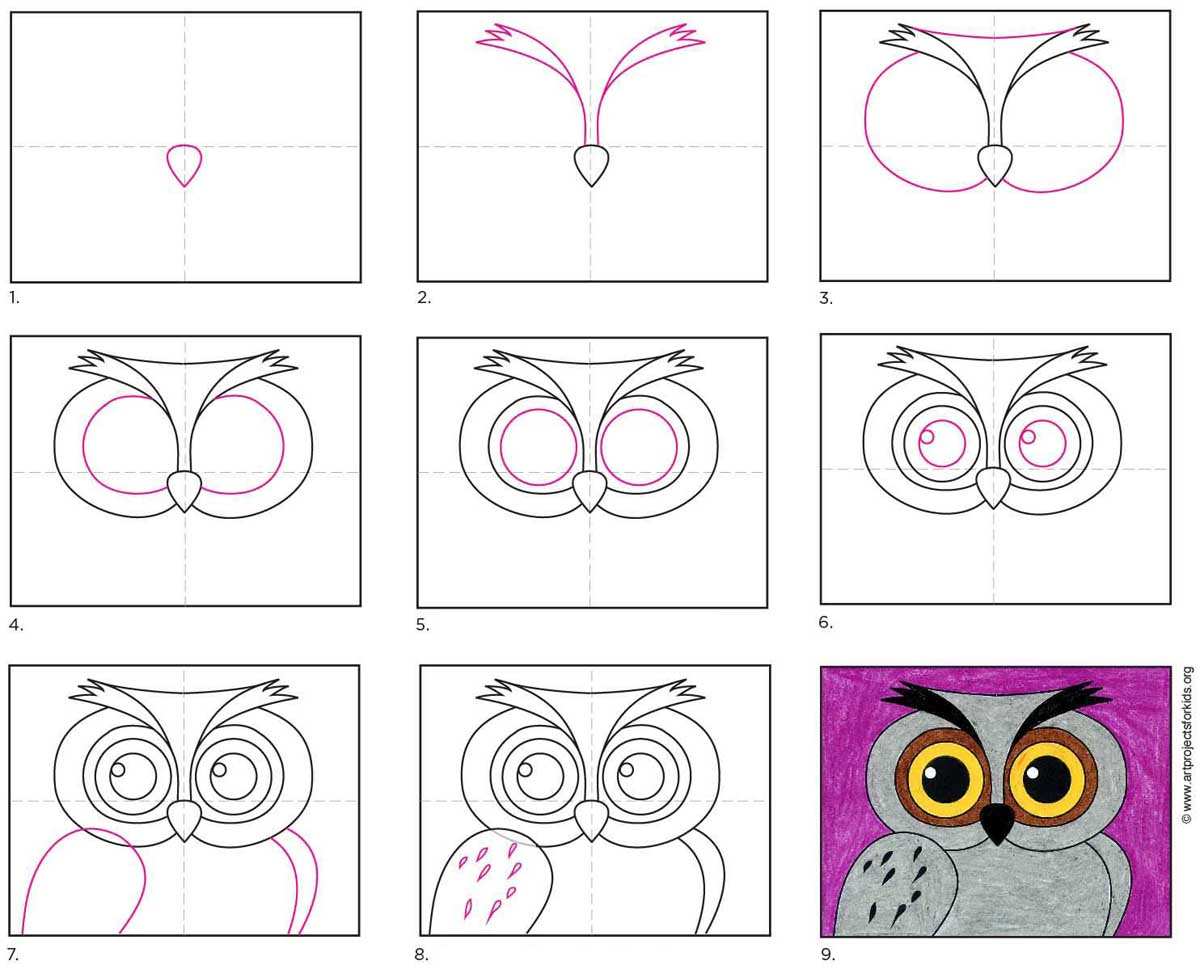 How to Draw an Owl Face · Art Projects for Kids