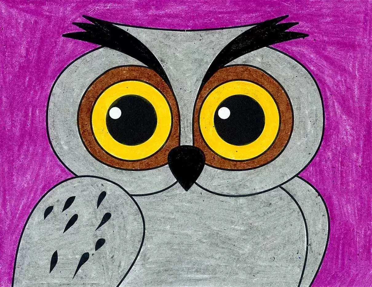 Easy How to Draw an Owl Face Tutorial and Owl Face Coloring Page