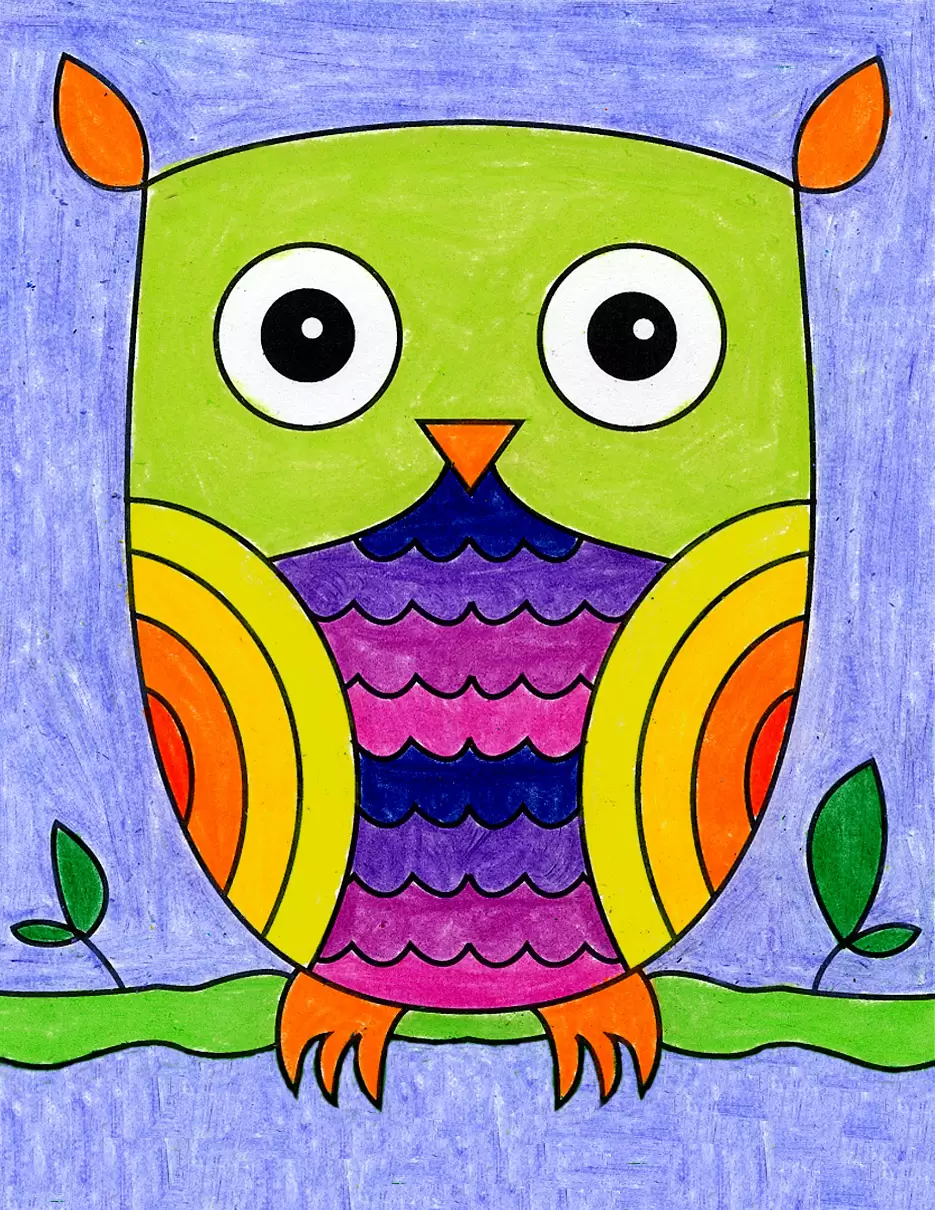 How to Draw an Easy Owl Tutorial and Easy Owl Coloring Page