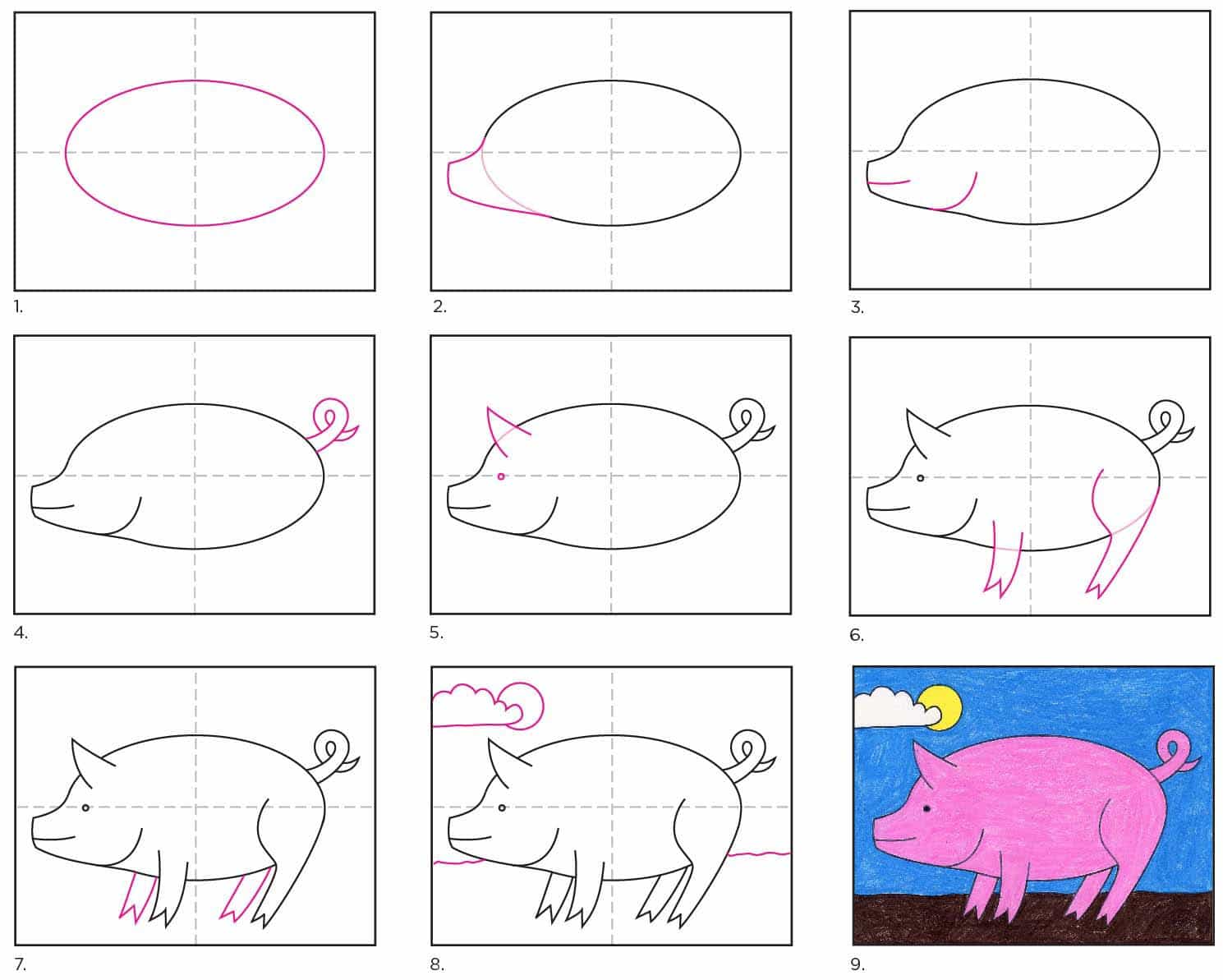 How to Draw a Pig · Art Projects for Kids