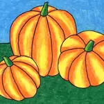 How to draw three pumpkins