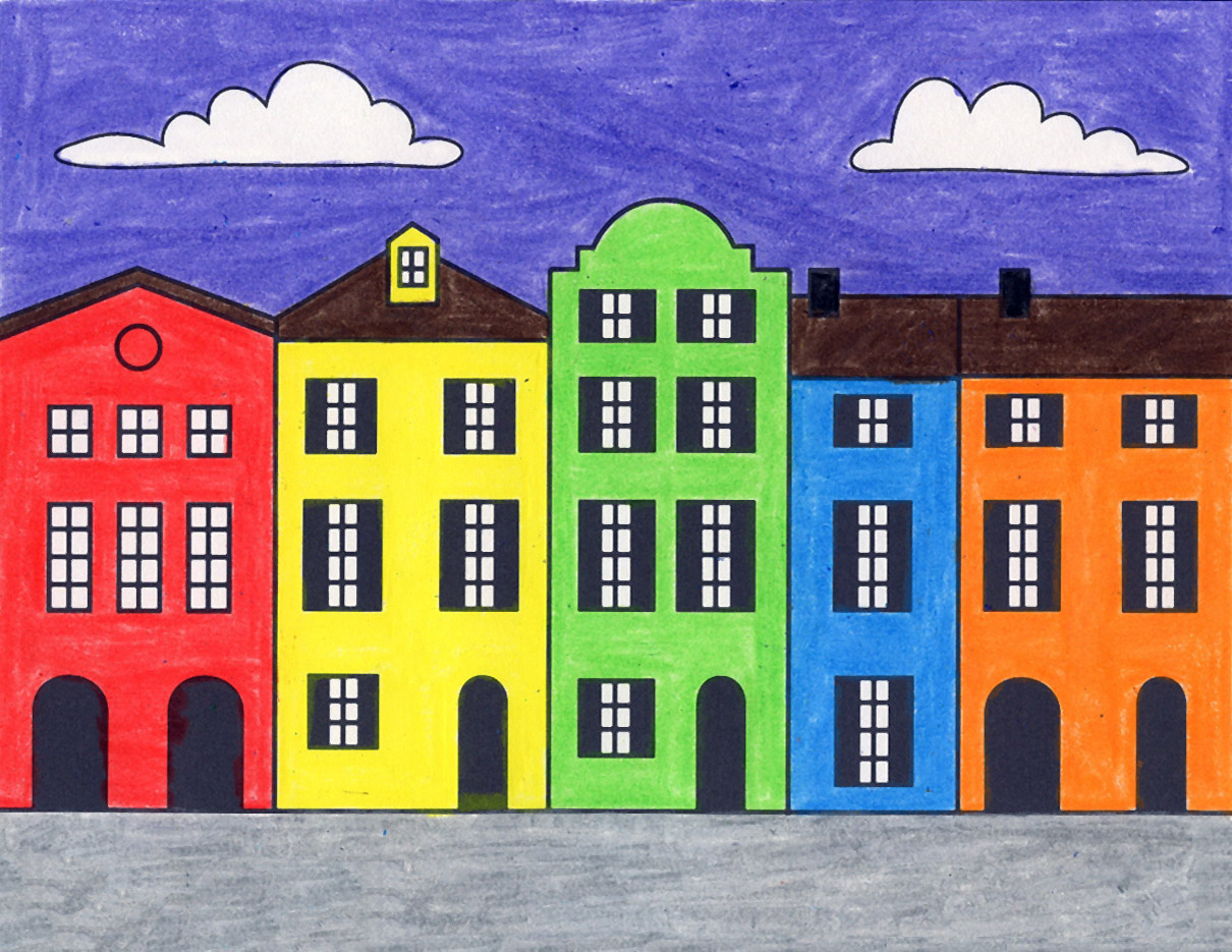 Jednoduchý návod, ako kresliť radové domy a maľovanky