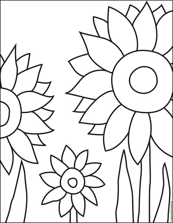 sunflowers drawing for kids