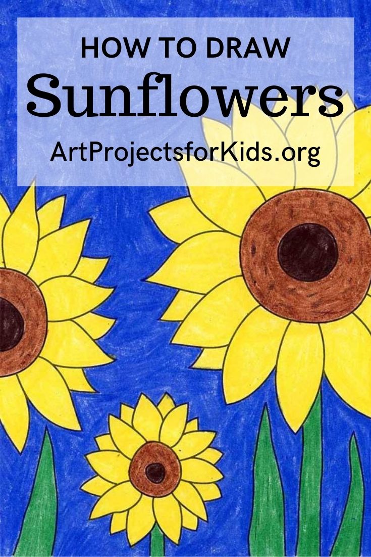Easy How to Draw a Sunflower Tutorial and Sunflower Coloring Page