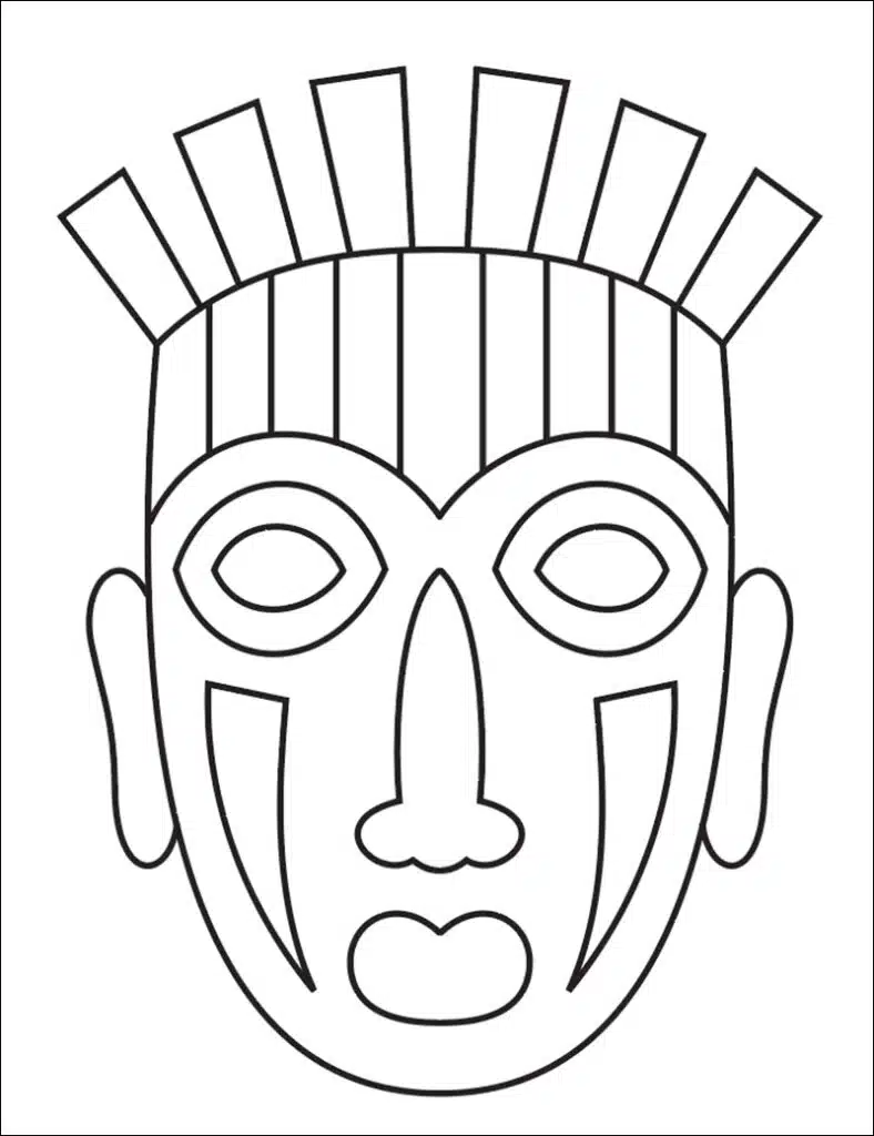 Easy How to Draw a Tribal Mask Tutorial & Mask Coloring Page