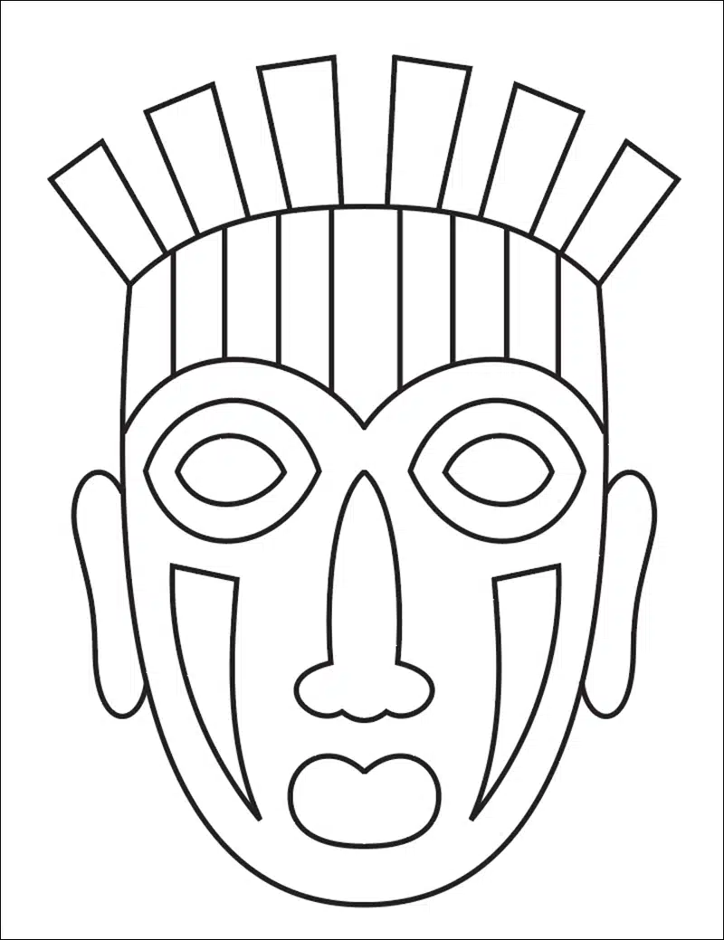 Easy How to Draw a Tribal Mask Tutorial & Mask Coloring Page