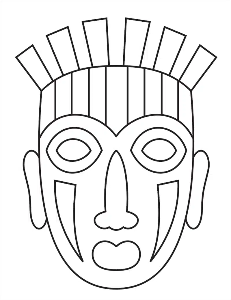 african mask coloring page