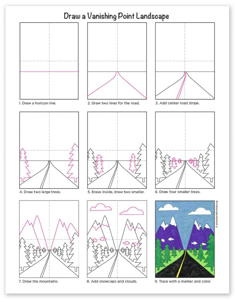 Landscape Mountain Drawing Easy For Kids - Draw-spatula