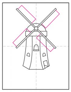 Easy How To Draw A Windmill Tutorial And Windmill Coloring Page