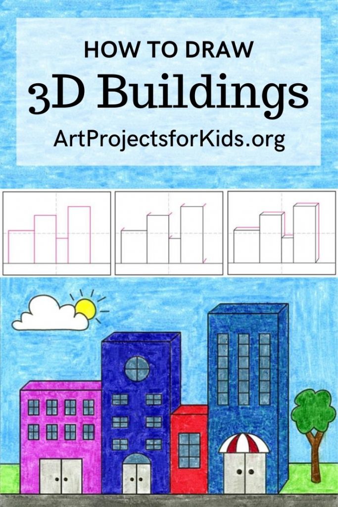 How to Draw Easy 3D Buildings · Art Projects for Kids
