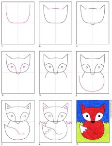 Easy How to Draw a Fox Tutorial and Fox Coloring Page