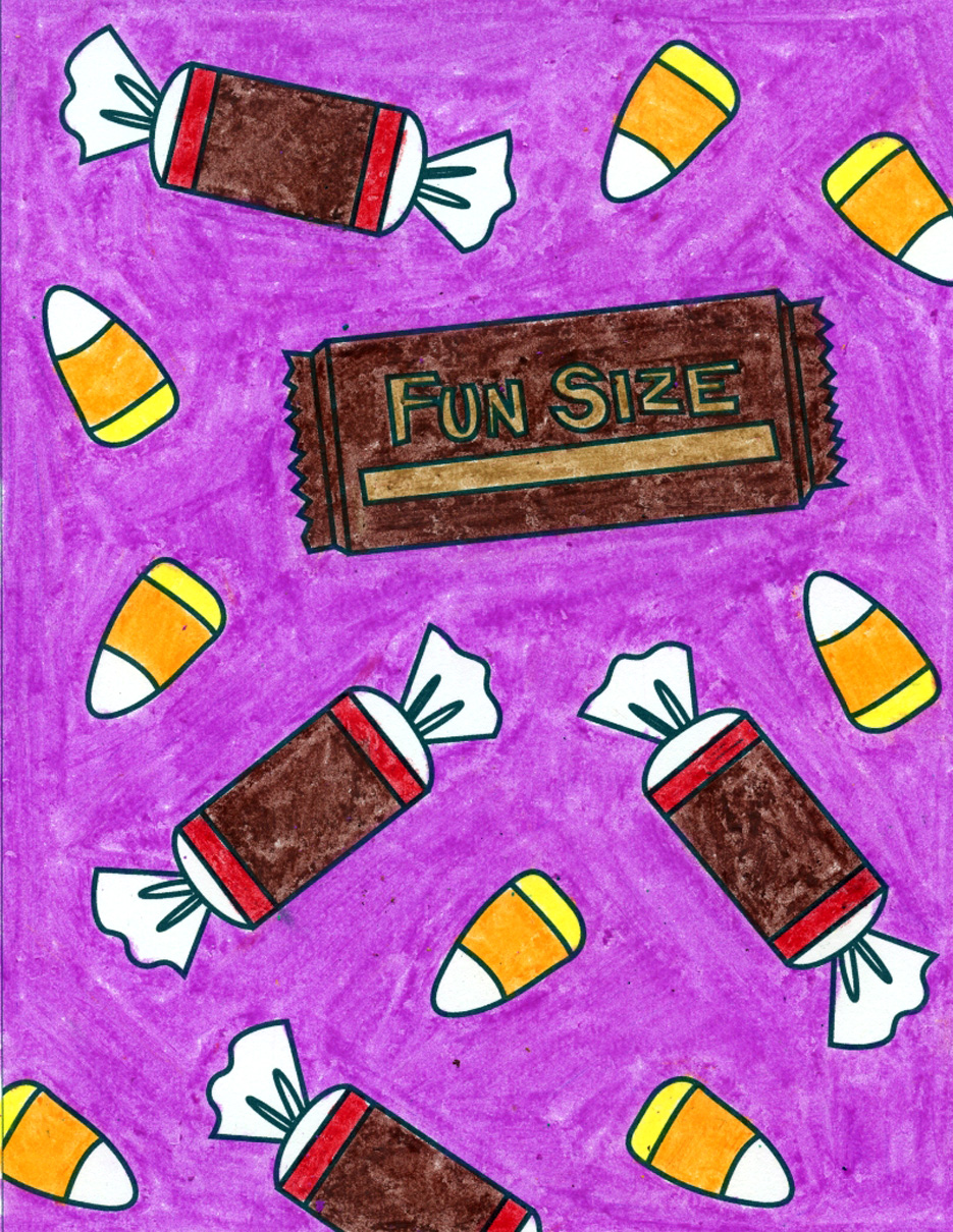 Easy How to Draw Candy Tutorial and Candy Coloring Page
