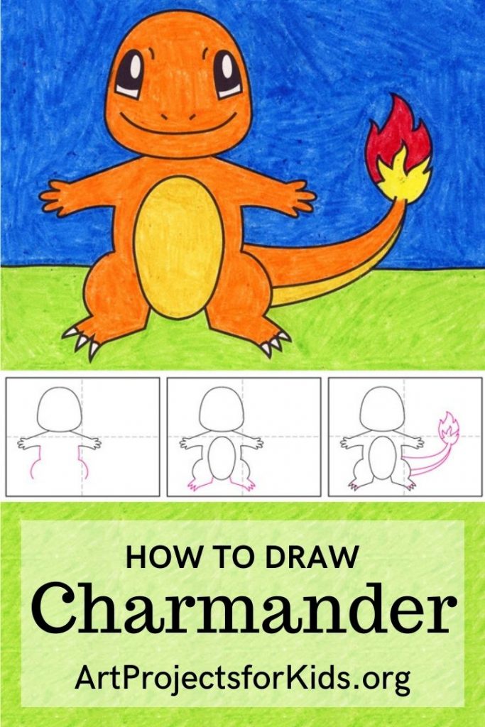 How To Draw Charmander Art Projects For Kids When learning how to draw charmander, start off with a pencil sketch. to draw charmander art projects for kids