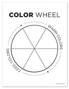 Simple Primary Color Wheel Art Project & Worksheet for Elementary Kids