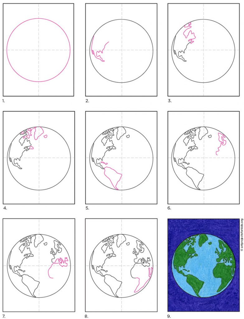 How To Draw The Earth Art Projects For Kids