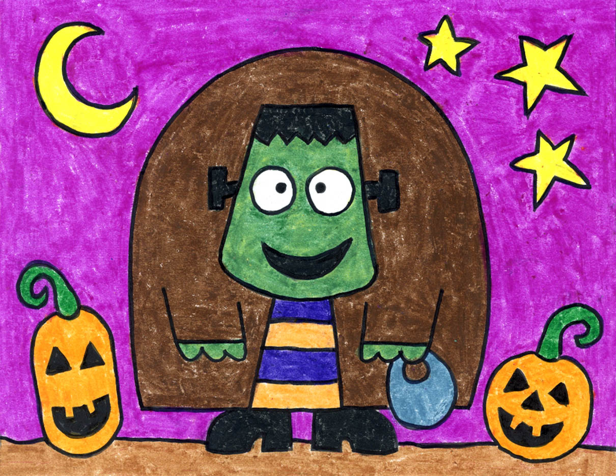 How to Draw a Cute Frankenstein · Art Projects for Kids
