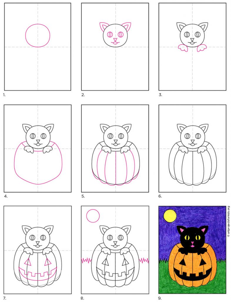 How To Draw A Halloween Cat Art Projects For Kids