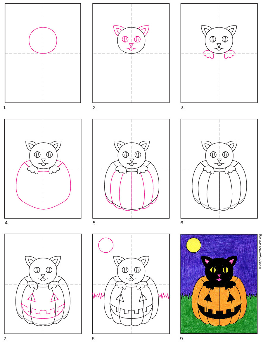 easy cat drawing for kids