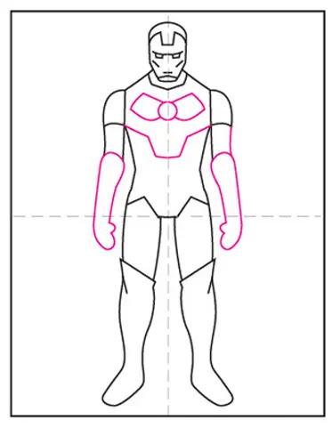 Простой учебник по рисованию Железного человека и страница раскраски Железного человека