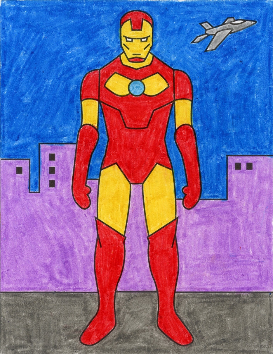 Easy How to Draw Iron Man Tutorial and Iron Man Coloring Page