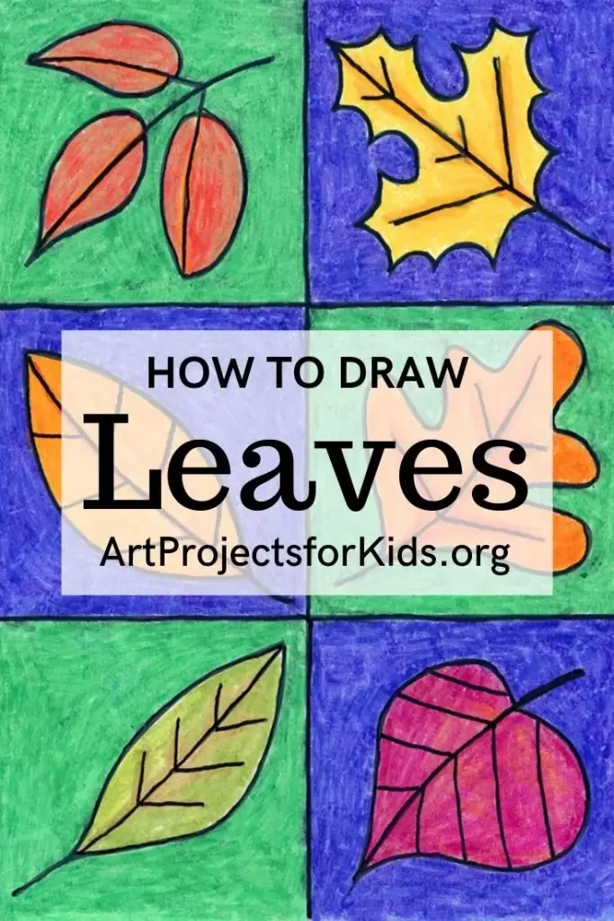 Easy leaf drawing shown in a grid