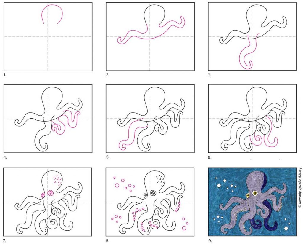 Cách vẽ một con bạch tuộc