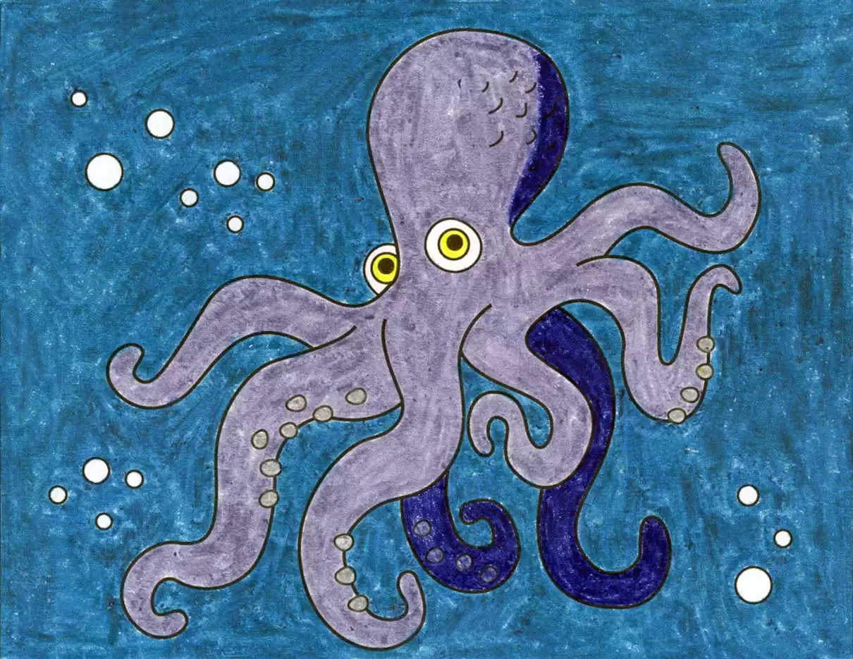 Easy How to Draw an Octopus Tutorial and Octopus Coloring Page