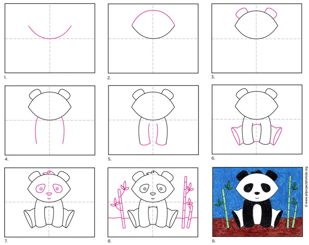 How to Draw a Panda | Panda Coloring Page