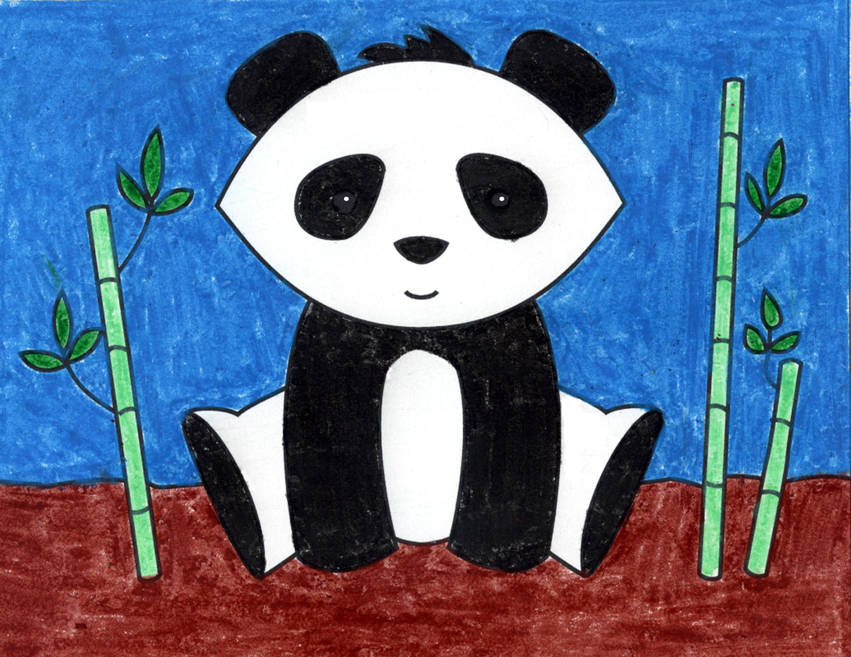 Easy How to Draw a Panda Bear Tutorial and Panda Bear Coloring Page