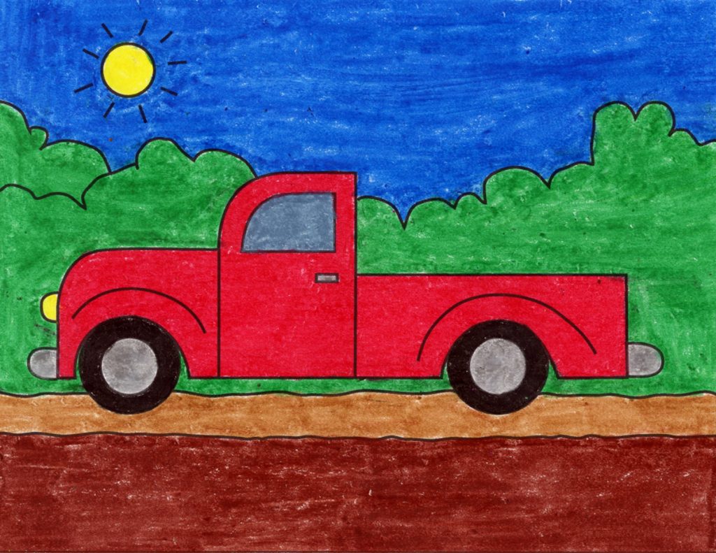 How To Draw A Pickup Truck Art Projects For Kids   Pickup Truck 1024x791 