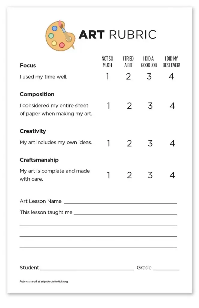 elements of art notes & assignment sheets