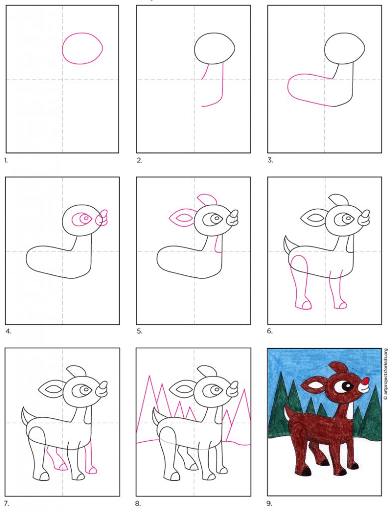 Rudolph Drawing Easy Step By Step How To Draw Rudolph Step By Step