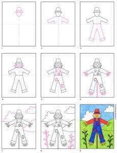 How to Draw a Scarecrow · Art Projects for Kids