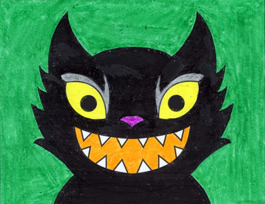 Simple How you can Draw a Black Cat Tutorial and Black Cat Coloring Web