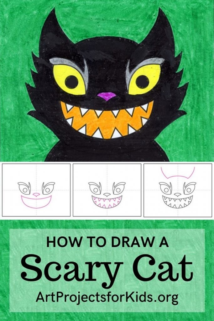 How to Draw a Scary Cat Face Art Projects for Kids