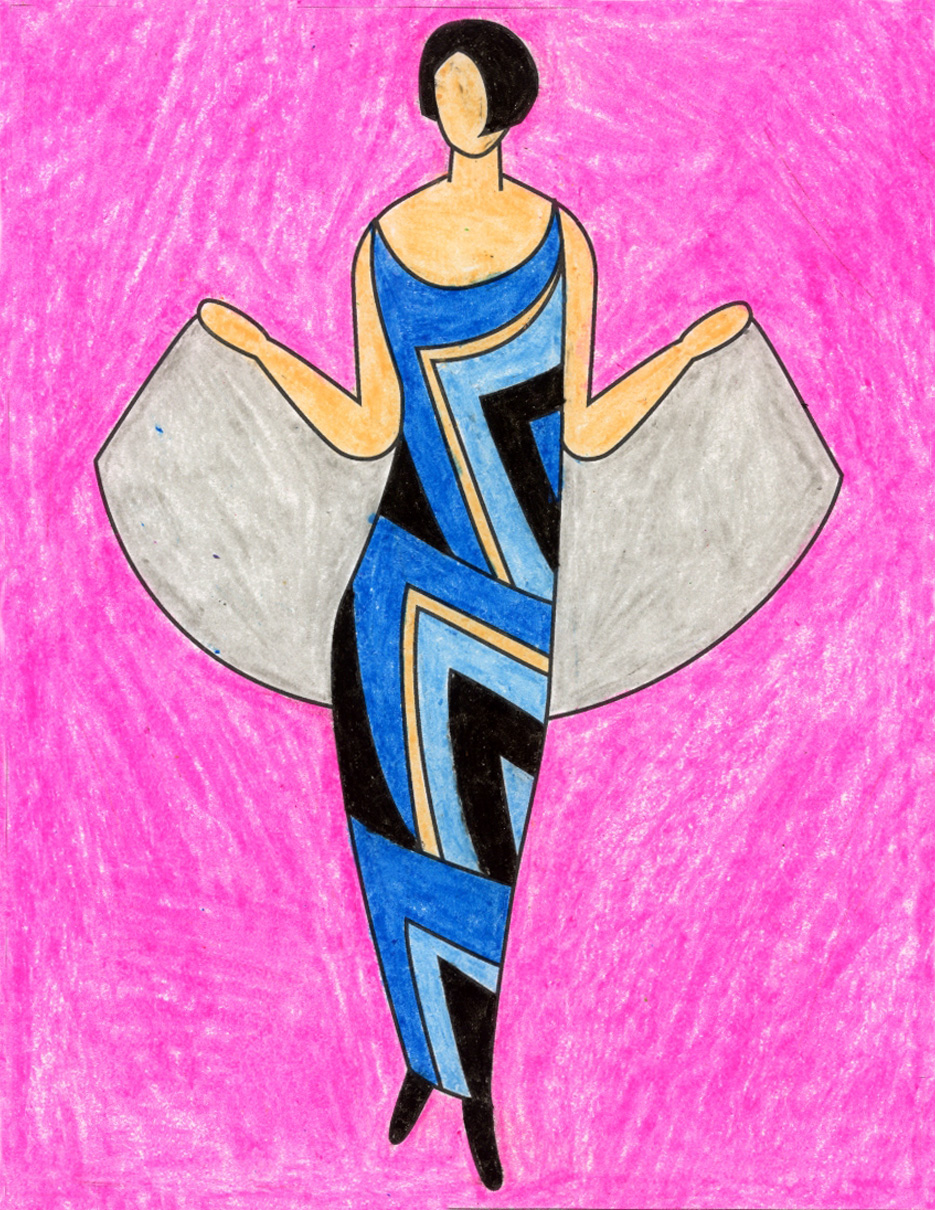 Sonia Delaunay Art Project: Fashion Design Tutorial and Coloring Page