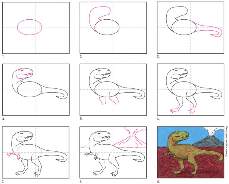 How to Draw a TRex · Art Projects for Kids
