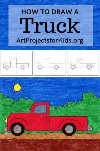 How to Draw a Pickup Truck Tutorial and Truck Coloring Page