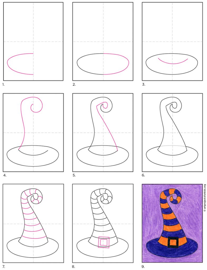 How to Draw a Witch Hat Art Projects for Kids