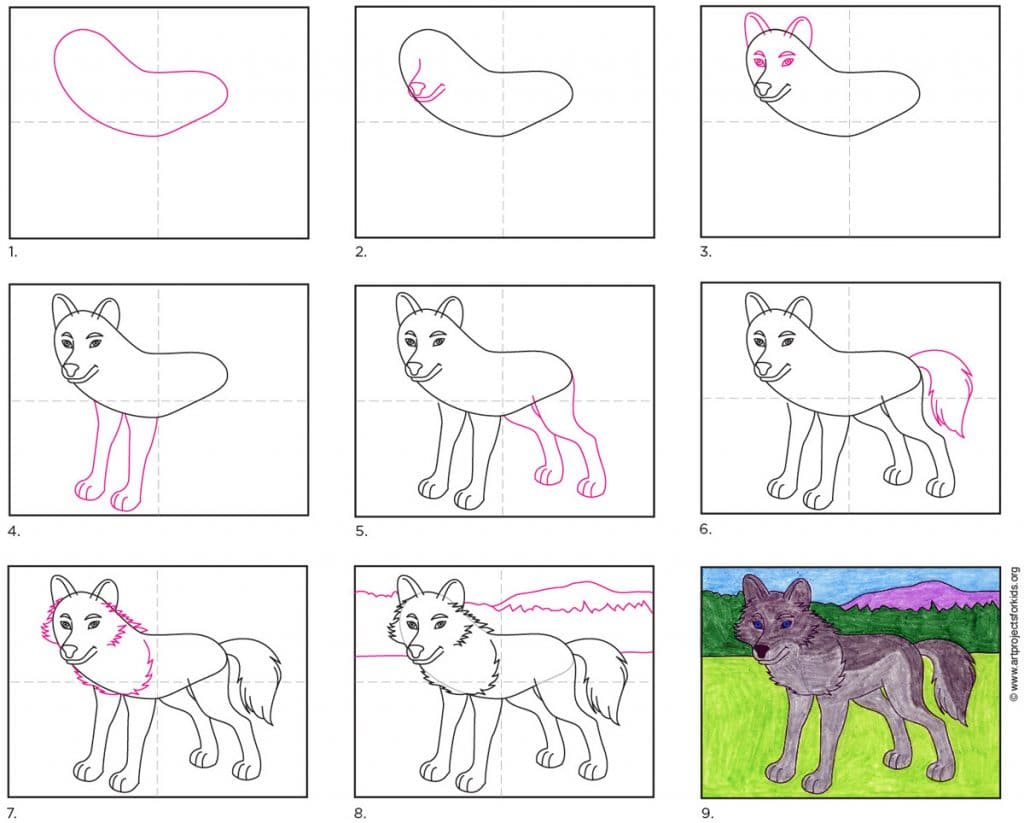 How to Draw a Wolf · Art Projects for Kids
