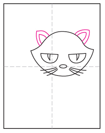 Easy How to Draw a Cartoon Cat Tutorial and Cartoon Cat Coloring Pages