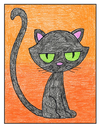 Easy How to Draw a Cartoon Cat Tutorial and Cartoon Cat Coloring Pages