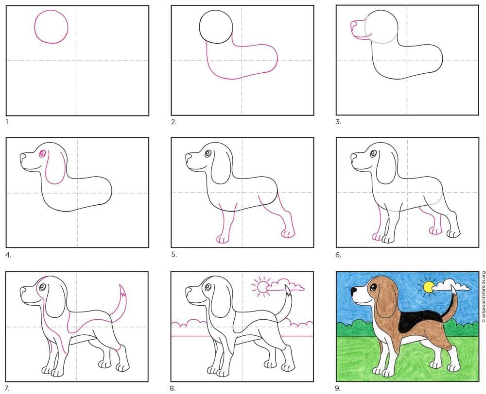 How to Draw a Beagle - Art Projects for Kids