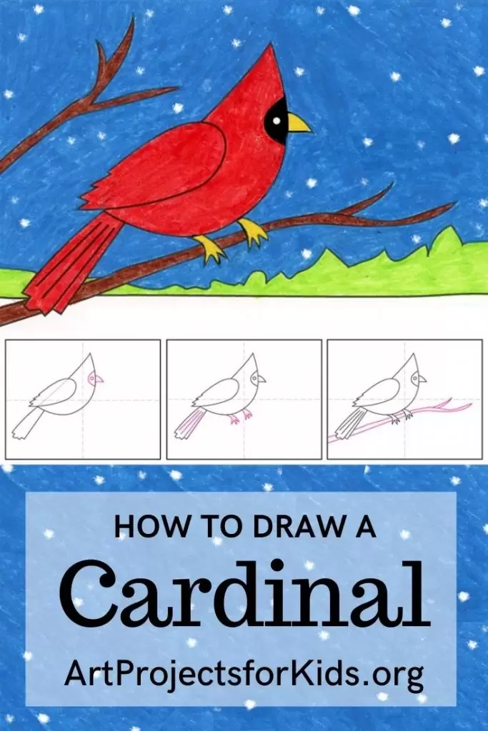 A drawing of a Cardinal, which can be saved on Pinterest.