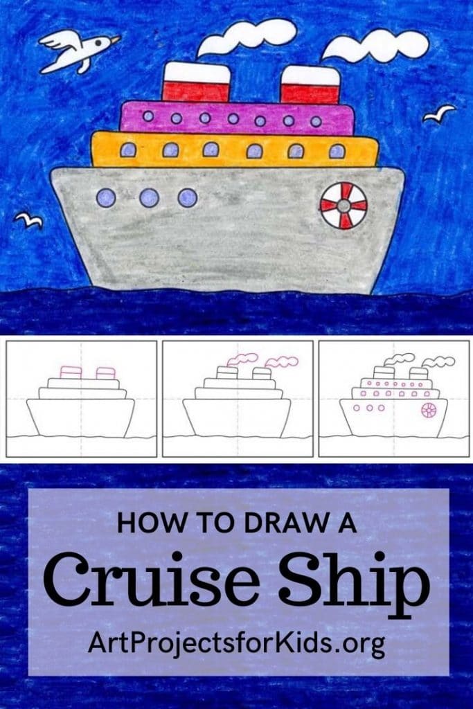 Easy How to Draw a Cruise Ship Tutorial · Art Projects for Kids