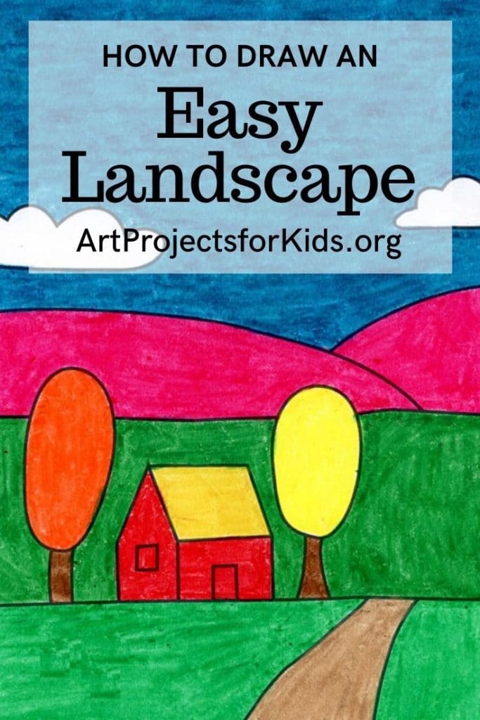 Easy How to Draw a Landscape Tutorial and Coloring Page