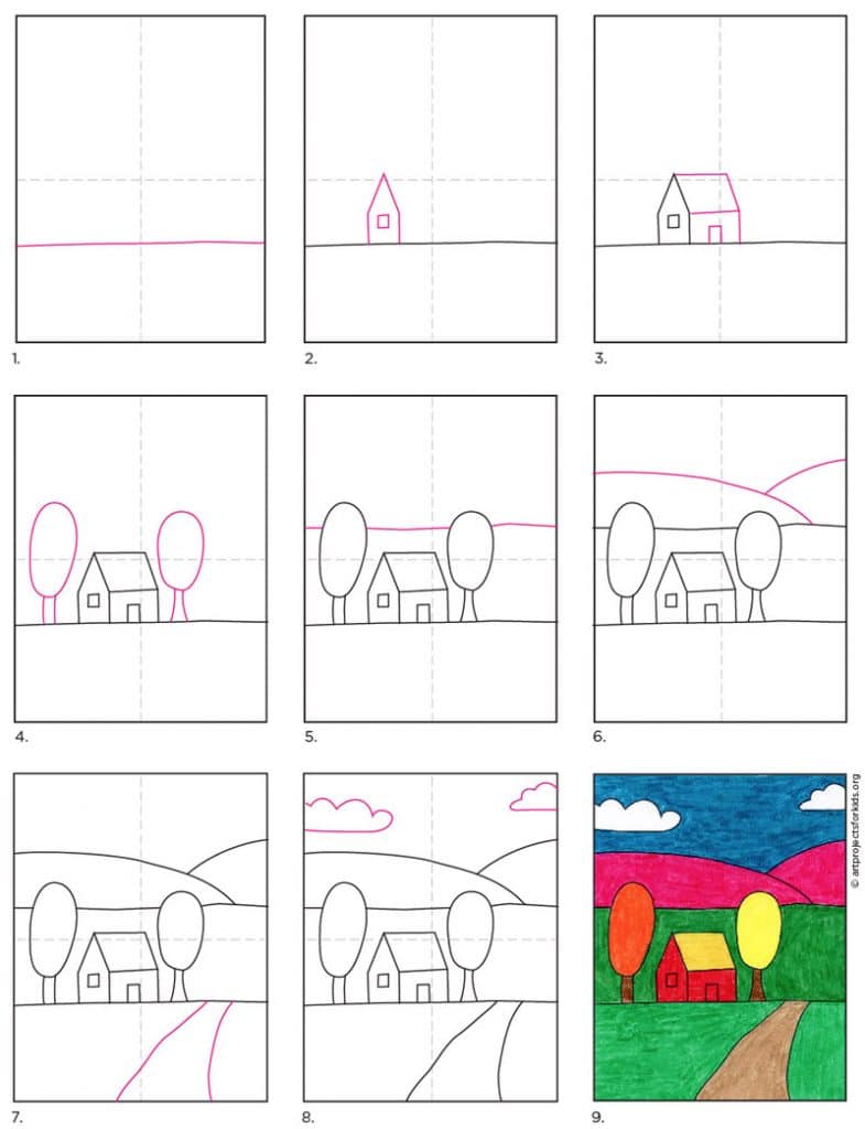 How To Draw An Easy Landscape Art Projects For Kids